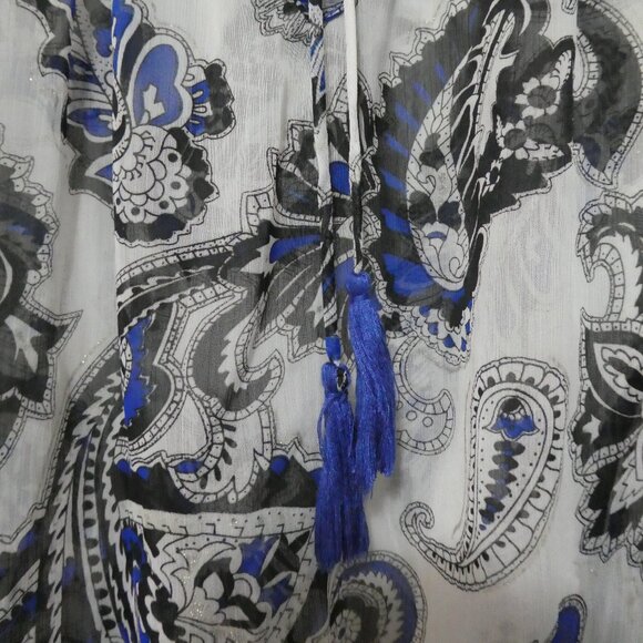 Y2K - LOVESTITCH | medium | Paisley Print Bohemian Blouse | Lace Up Neck - Picture 9 of 15